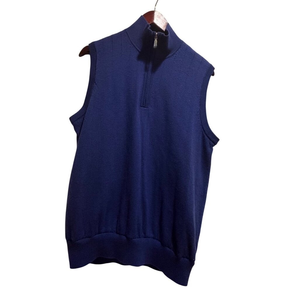 Men's‎ Bobby Jones Merino Wool Quarter-Zip Vest – Navy Blue Size Med